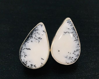 Dendritic Agate Sterling Silver Earrings