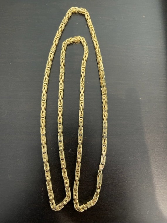 14K Yellow Gold Solid 30 Inch 4 MM Byzantine Chain - image 3