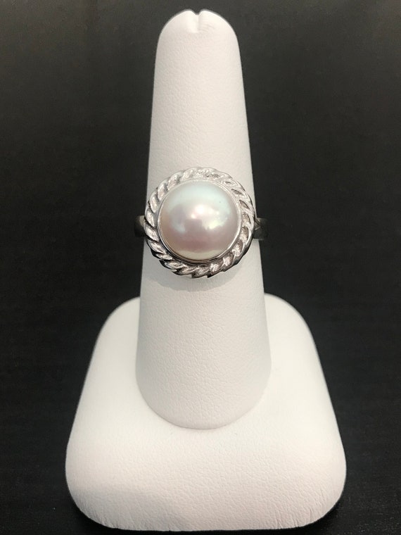 Natural Pearl Solitaire Ring - image 1