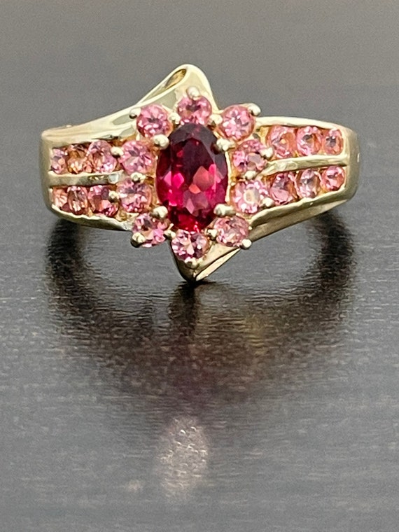 Rubellite and Pink Tourmaline Ring in 14K Yellow … - image 1