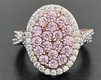 Pink and White CZ Ring in Sterling Silver