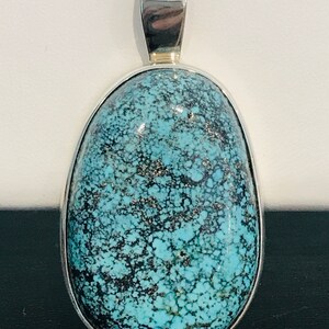 Spiderweb Turquoise Pendant in Sterling Silver image 2