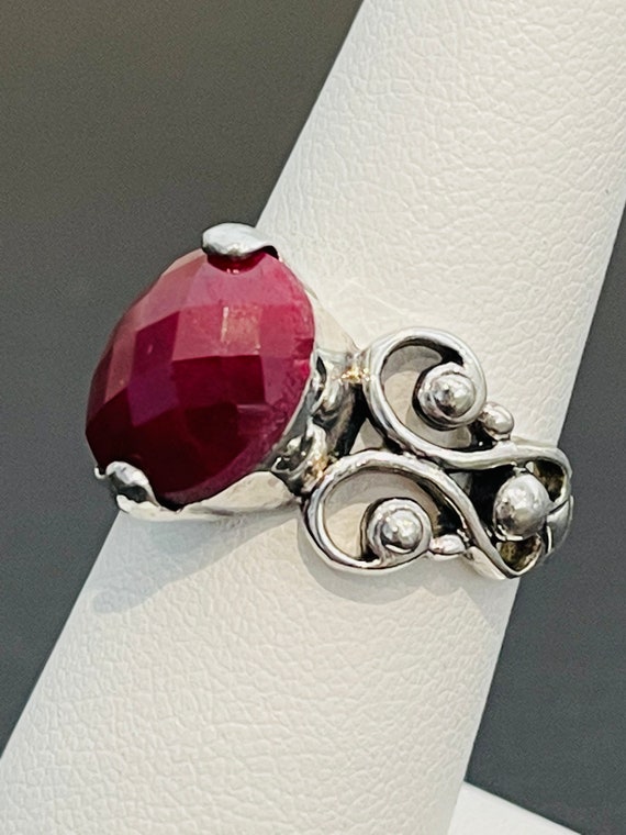 Checkerboard Cut Ruby Ring in Sterling Silver - image 8