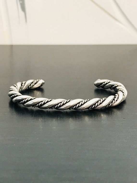 Woven Rope Cuff in Sterling Silver