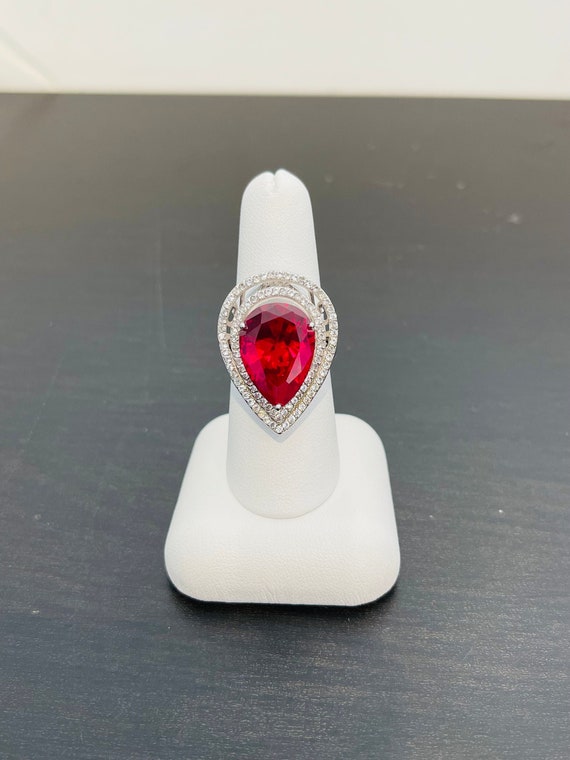 Ruby Red CZ Ring in Sterling Silver - image 1