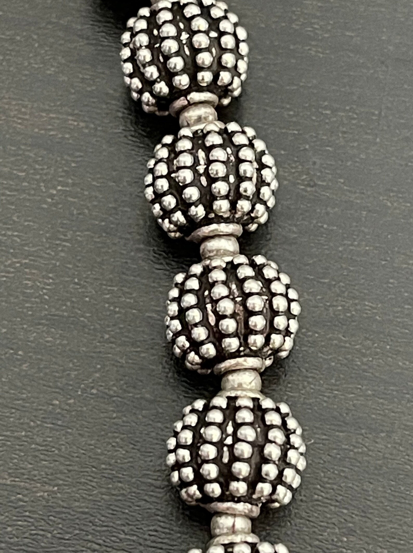 Bali Bead Bracelet With Dangle in Sterling Silver Etsy UK