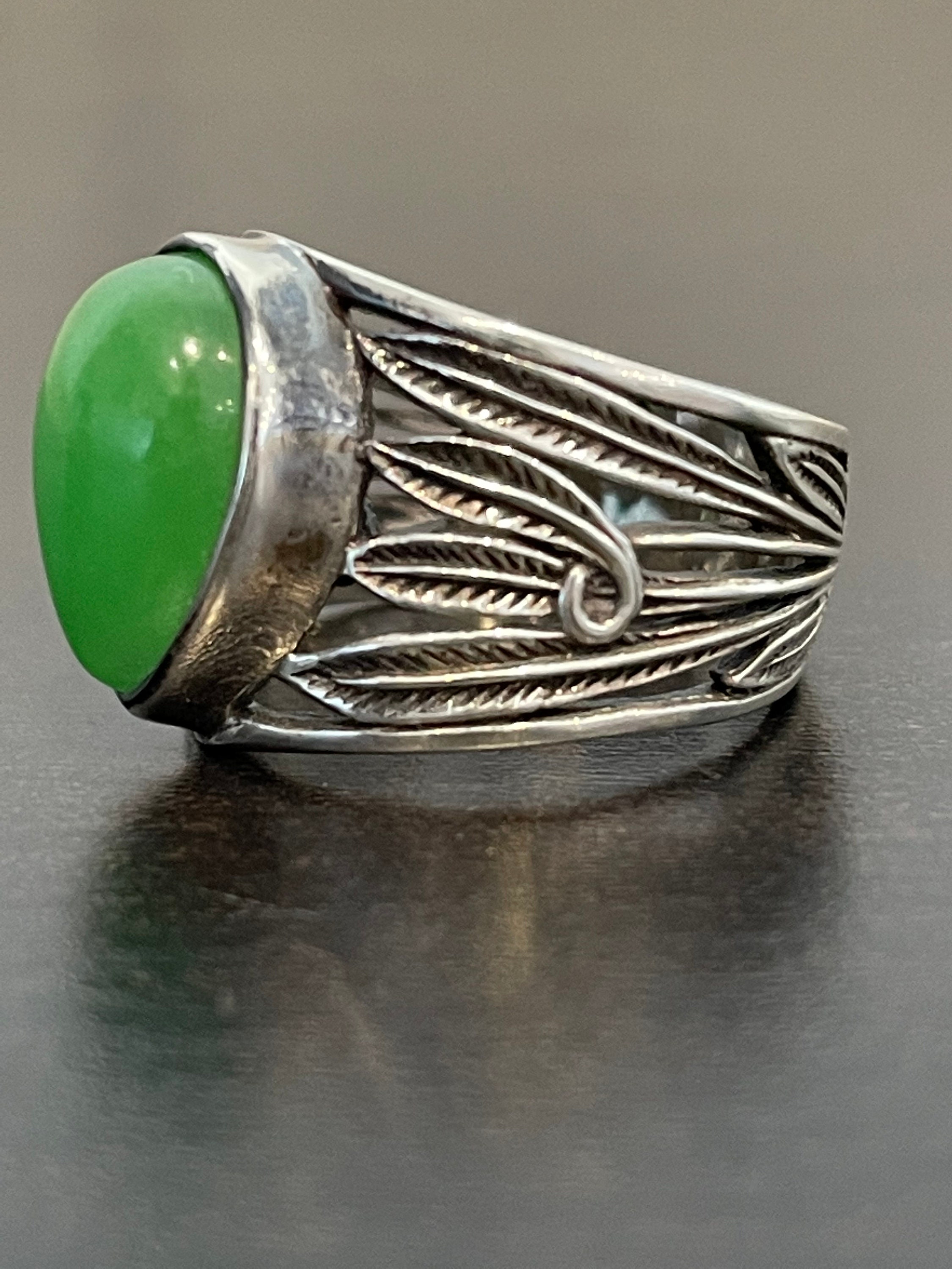 Happy Green Adventurine Ring in Sterling Silver | Etsy