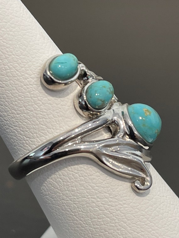 Turquoise Leaf Ring in Sterling Silver - image 4