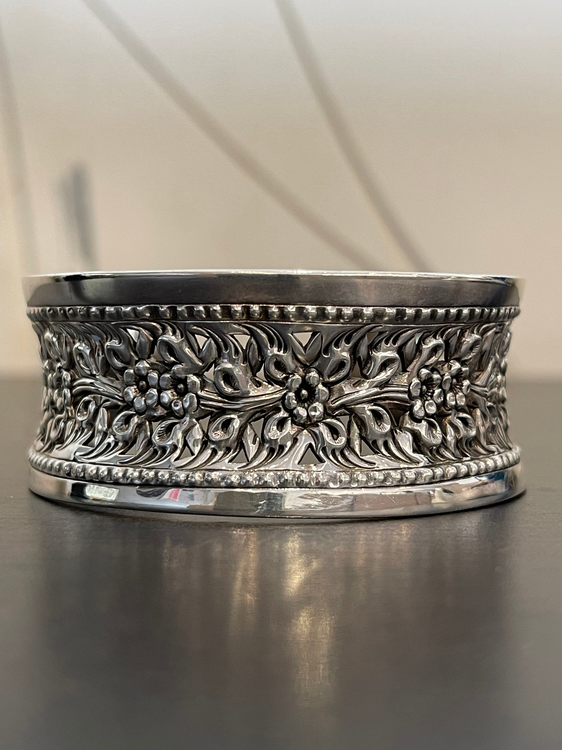 Flower Cutout Cuff Bracelet in Sterling Silver - Etsy