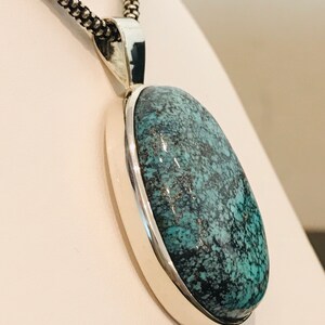 Spiderweb Turquoise Pendant in Sterling Silver image 5