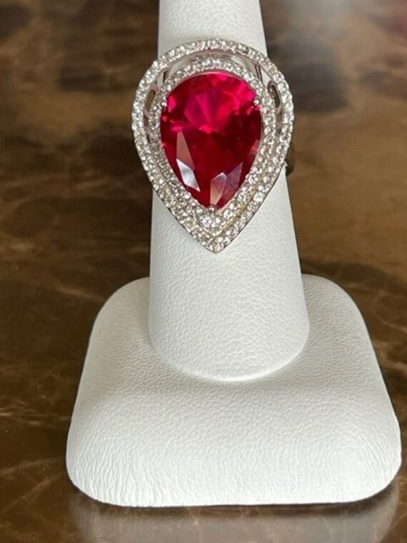 Ruby Red CZ Ring in Sterling Silver - image 2