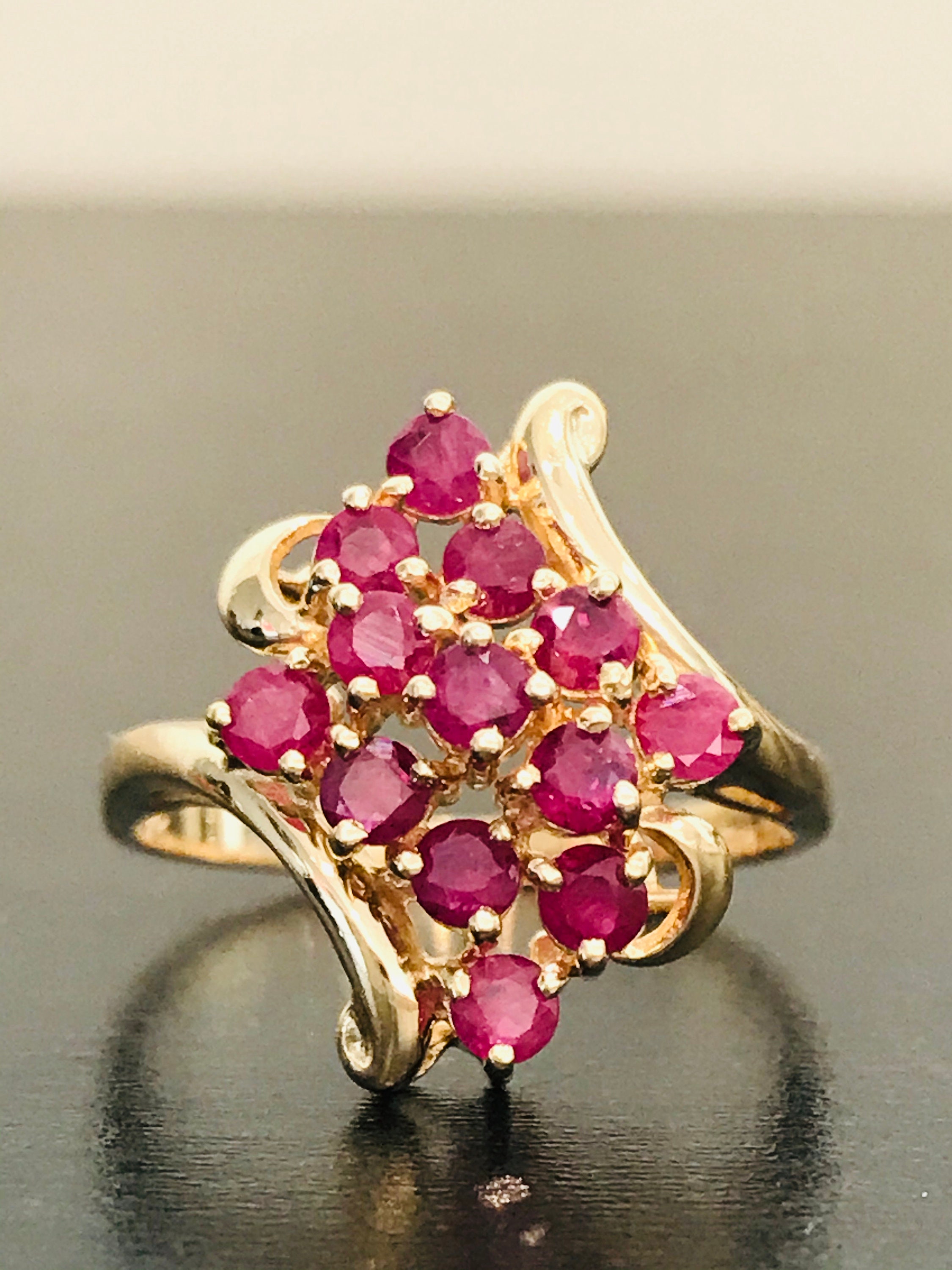 Ruby Fashion Ring in 14K Yellow Gold Etsy