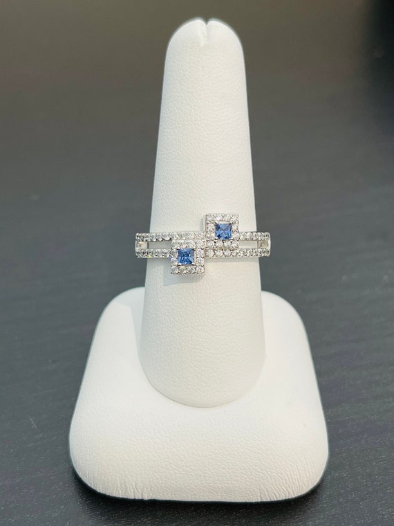 Vanna K Blue and White CZ Bypass Ring in Sterling 