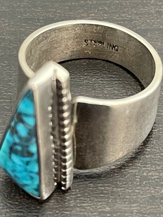 Premium Turquoise Triangular Ring in Sterling Sil… - image 2