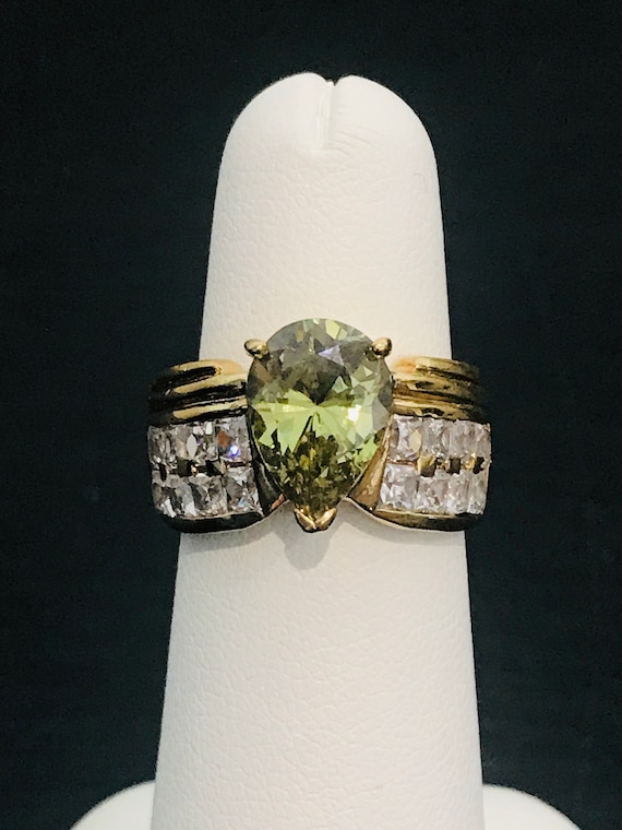 Chartreuse Green and White Cubic Zirconia Sterling