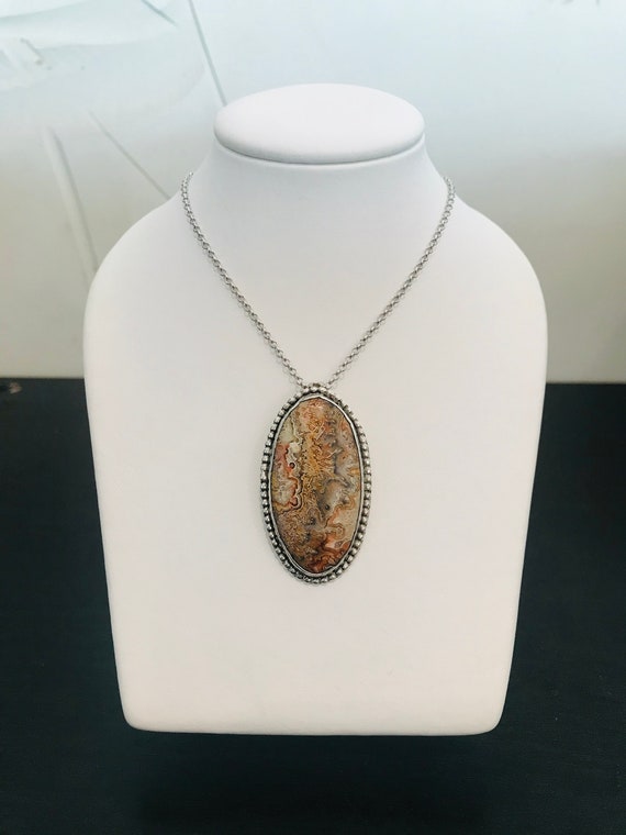 Crazy Lace Agate Pendant in Sterling Silver