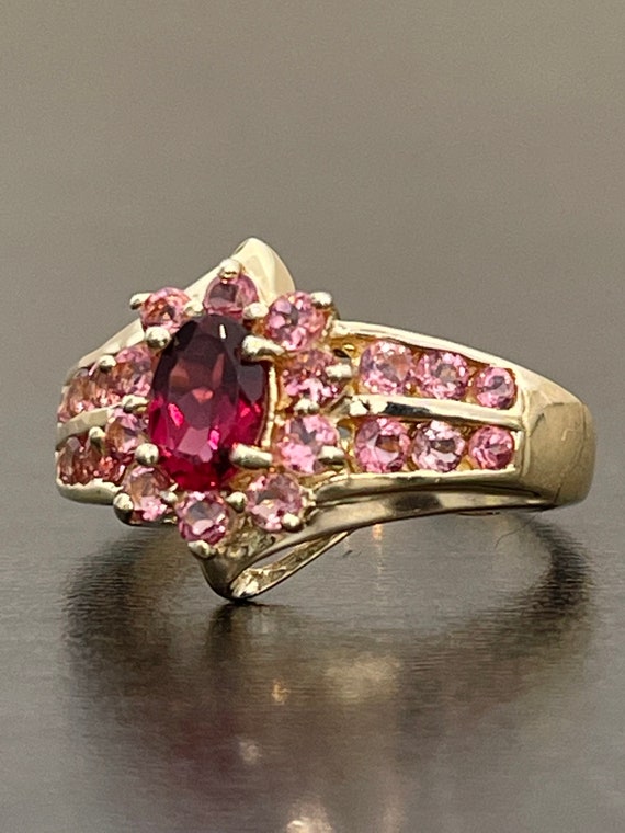 Rubellite and Pink Tourmaline Ring in 14K Yellow … - image 2