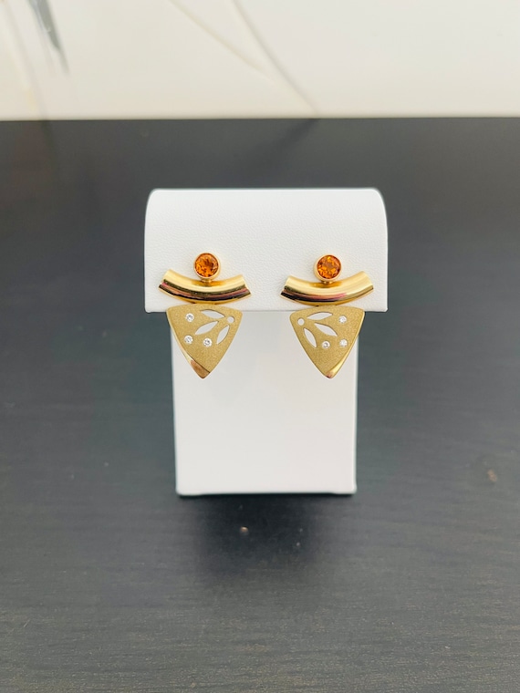 Contemporary Citrine & Diamond Earrings Custom Mad