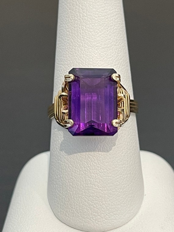 Wire-Wrapped Ring With Synthetic Purple Stone