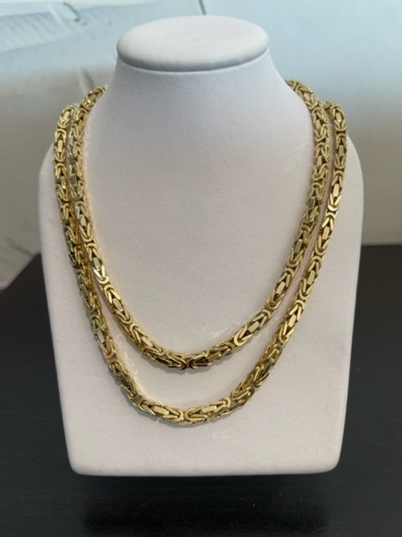 14K Yellow Gold Solid 30 Inch 4 MM Byzantine Chain - image 4