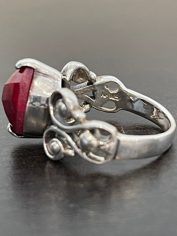 Checkerboard Cut Ruby Ring in Sterling Silver - image 5