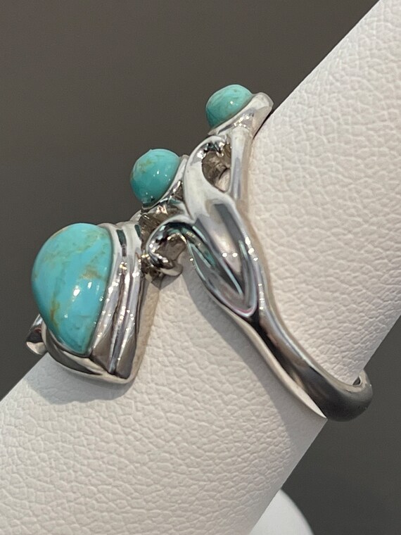 Turquoise Leaf Ring in Sterling Silver - image 6
