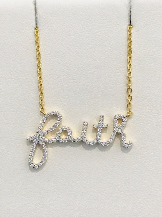Adjustable Faith Cubic Zirconia Necklace in Sterling Silver