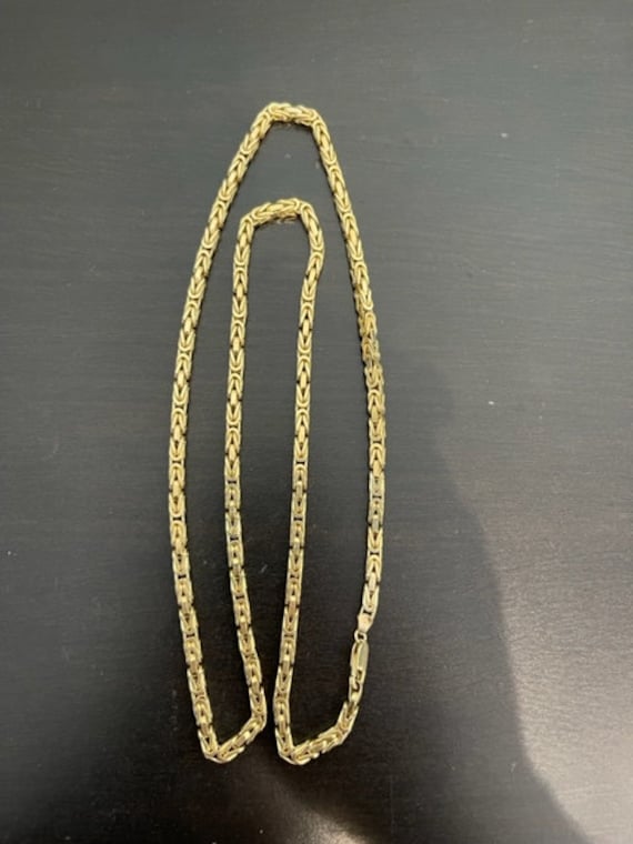 14K Yellow Gold Solid 30 Inch 4 MM Byzantine Chain - image 2