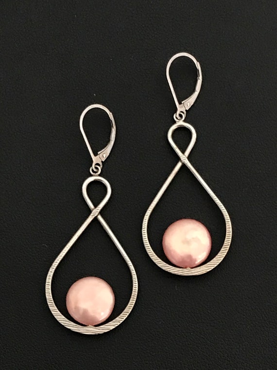 Button Pearl Drop Earrings - image 3