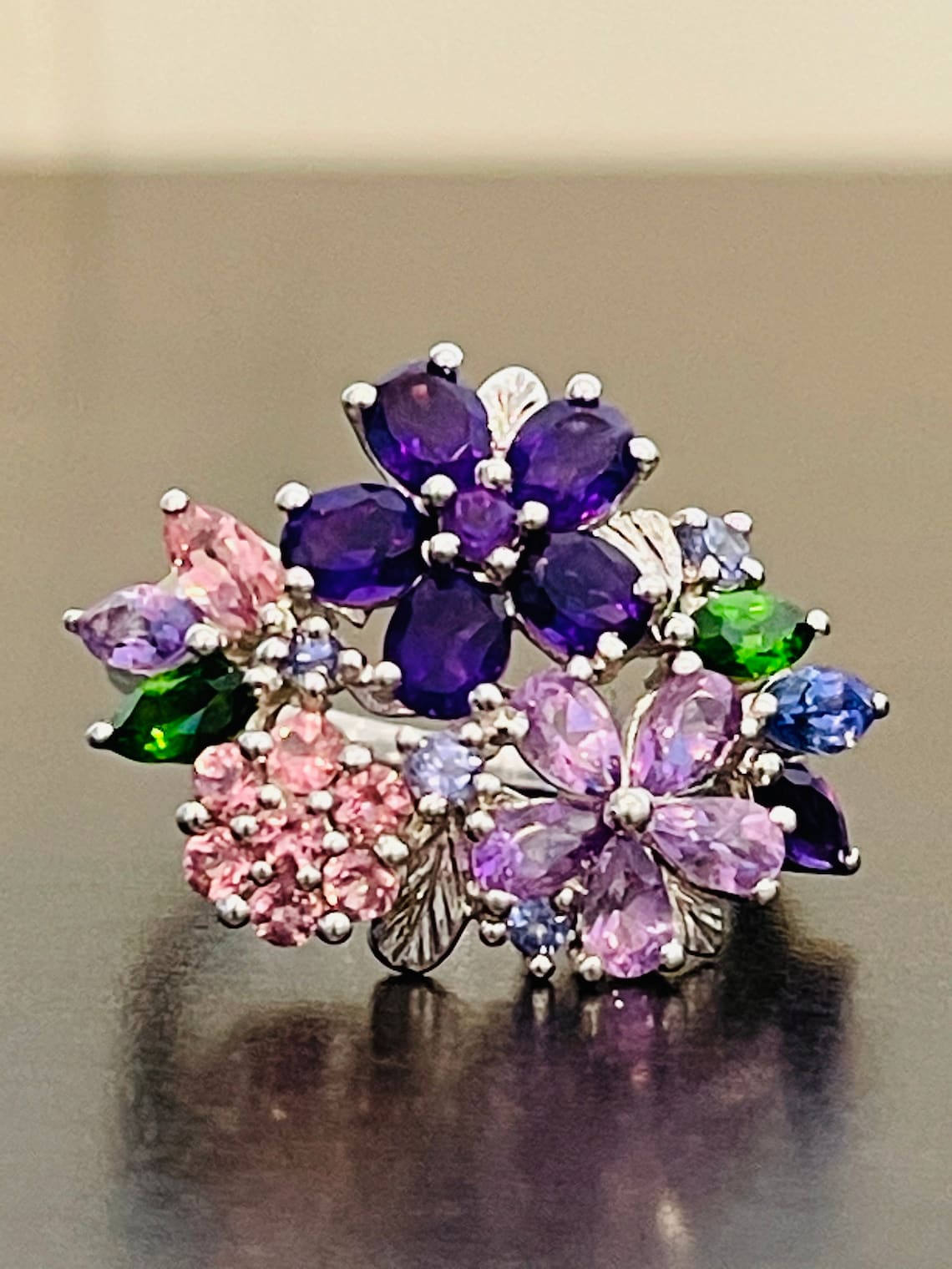 Stunning Flower Bouquet Ring in Sterling Silver Etsy