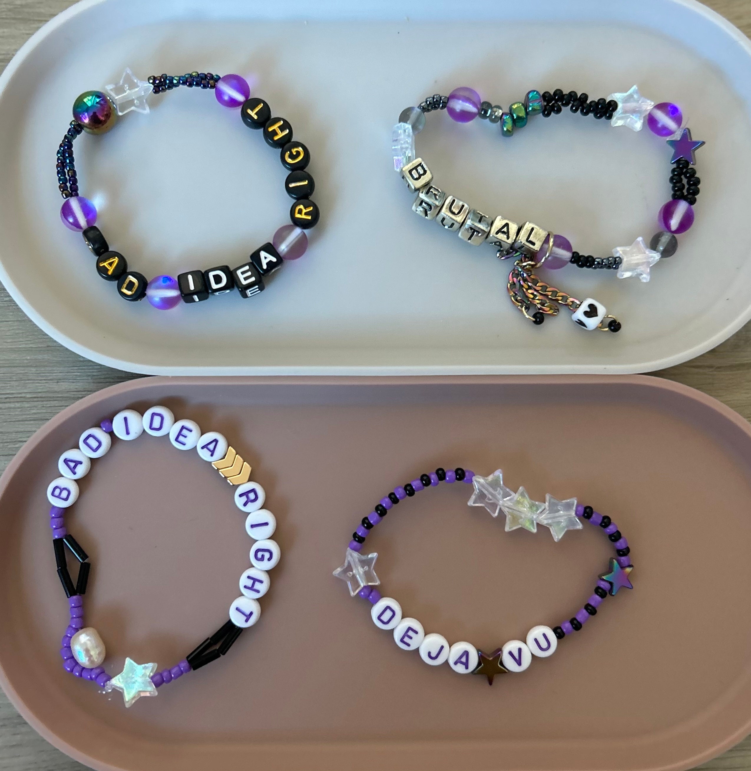 guts by olivia rodrigo inspired bracelets 🫶🏼 #handmadejewelry #handm, bracelets