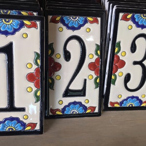 House Numbers Talavera Ceramic Tile, Mexican Tile, Custom House Address, Housewarming 6x3