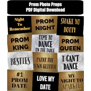Prom Photo Booth Props DIGITAL DOWNLOAD PDF File Set of 12 - Etsy