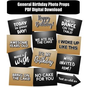Allgemeine Geburtstag Photo Booth Requisiten DIGITALER DOWNLOAD PDF-Datei - Set von 12