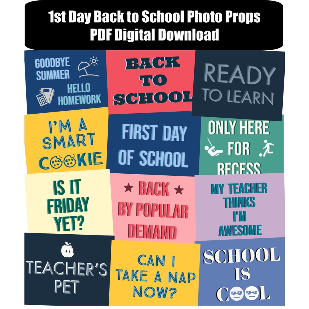 1st Day of 1st Grade Back to School Photo Booth Props DIGITAL DOWNLOAD ...