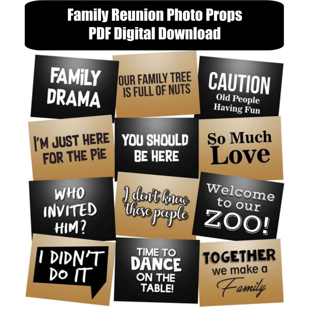 Family Reunion Photo Booth Props DIGITAL DOWNLOAD PDF File - Set of 12 ...
