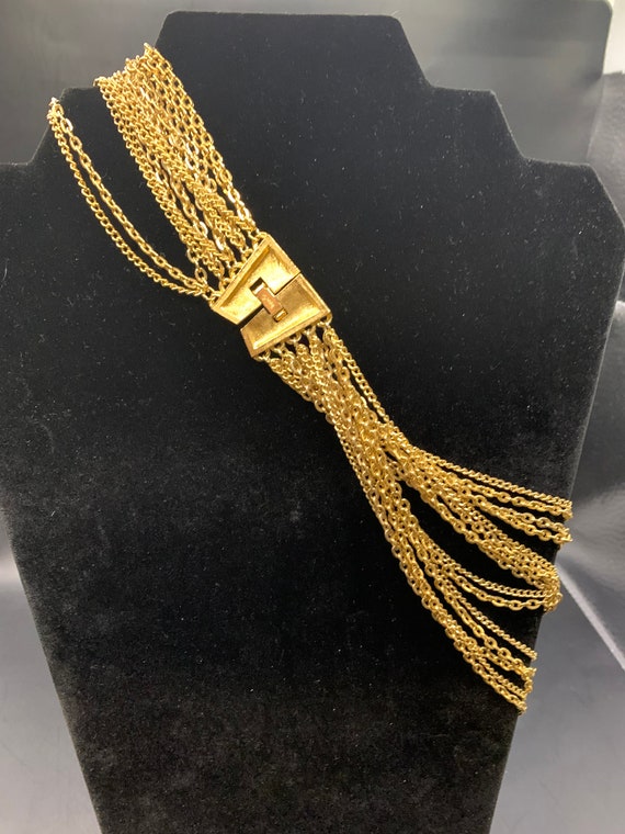 Crown Trifari  multi strand gold tone necklace - image 4