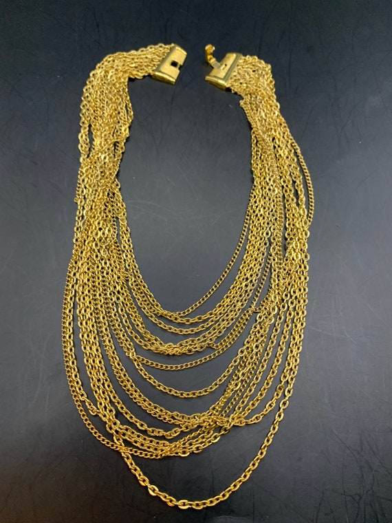 Crown Trifari  multi strand gold tone necklace - image 5