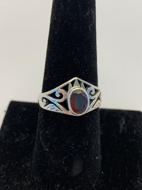 Sterling Garnet Vintage Ring - image 2