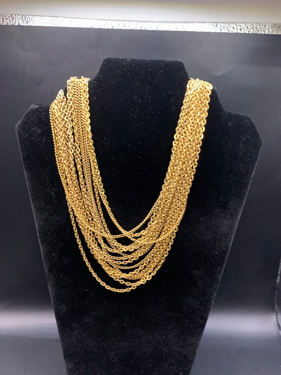Crown Trifari  multi strand gold tone necklace - image 3