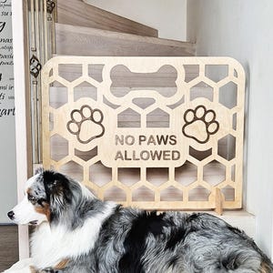 Dog Stair Stopper Barrier – Custom Wood Pet Gate for Stairs, Puppy Fence, Stair Blocker, Indoor Dog Fence, Freestanding Gate for Small Dogs