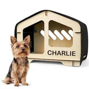 Modern Indoor Dog House, Wooden Dog Crate Furniture, Luxury Dog Kennel, Stylish Pet Wood Bed, Premium Wooden Dog Cage, Unique Gift for Dogs