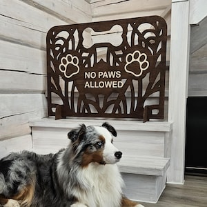 Wooden Dog Stair Blocker – Freestanding Pet Gate for Doorways, Stairs & Patios | Personalized Portable Dog Stopper with Bone Handle Design