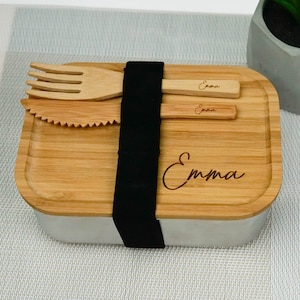 Personalized Lunch Box eco friendly, Bamboo lunch box custom engraving, customized lunch box for food gift, metal lunch box present unique