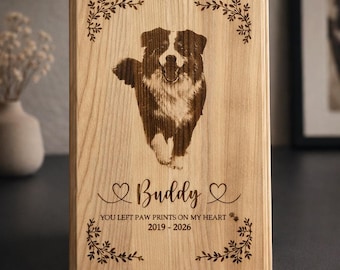 In Loving Memory Dog or Cat, Custom Engraved Wood Photo Plaque, Pet Loss Gift, Personalized Memorial Keepsake, Sympathy Gift