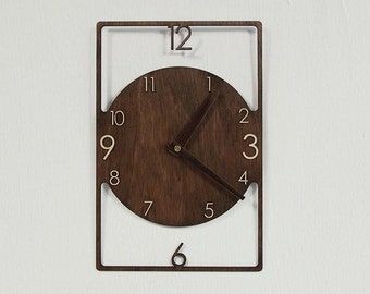 Unique Custom Wall Clock Natural Wood, Wood Wall Clock Hanging, Thin Wall Clock, Silent Wall Clock, Real Wood Clock, Plywood Clock Very Thin