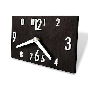 2 Size Black Wall Clock With White Arrows And Numbers, Natural Birch Plywood Wooden Clock, Silent Clock For Home And Office, Minimalist Gift