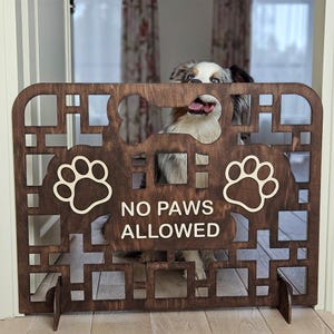Minimalist Indoor Dog Gate, Custom No Drill Wooden Pet Barrier, Personalized Freestanding Dog Fence for Doorways, Hallways & Stair Entryways