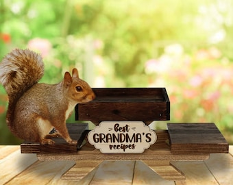 Squirrel Feeder Picnic Table, Personalized Wooden Squirrel And Bird Feeder, Universal Wildlife Feeder Unique, Custom Squirrel feeders kit