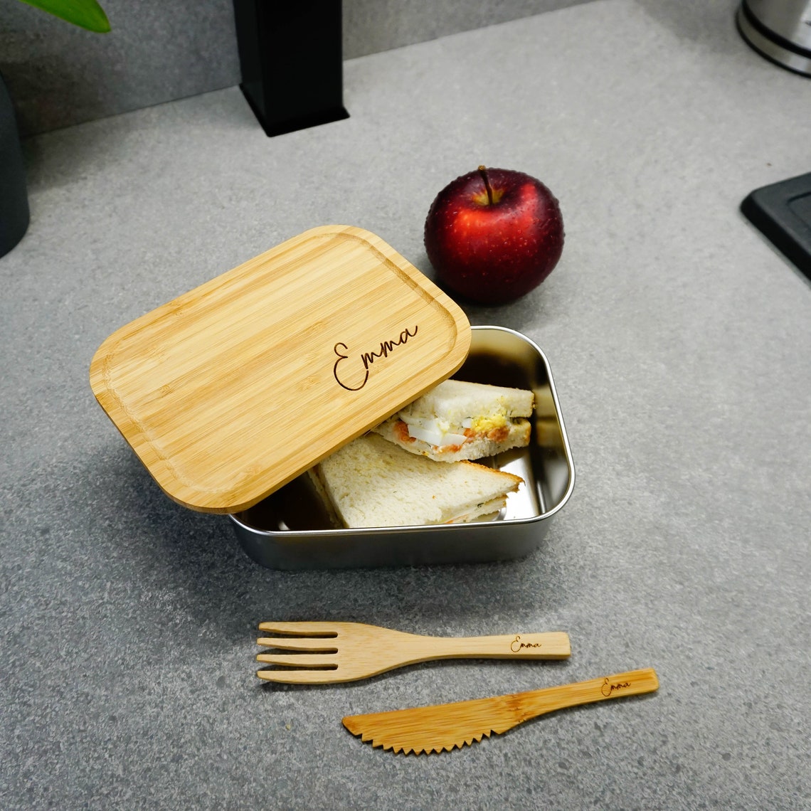 Truetaste Brotdose Edelstahl Personalisiert - MIT Gratis Mini Container